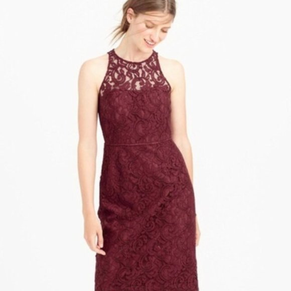 J. Crew Pamela Maxi Dress in Leavers Lace Dark Wine - Picture 1 of 12